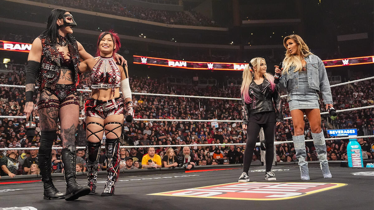 WWE Raw Rhea Ripley Iyo Sky Alexa Bliss Charlotte Flair