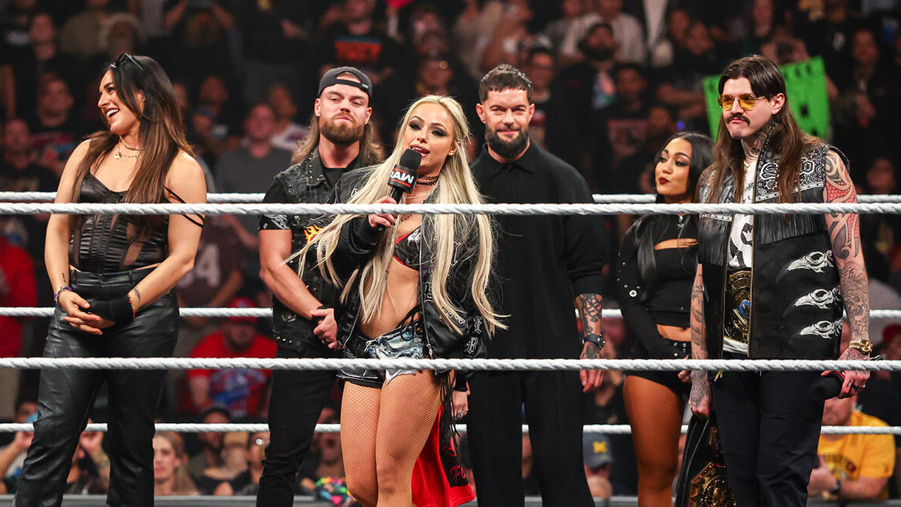 WWE Raw The Judgment Day Raquel Rodriguez JD McDonagh Liv Morgan Finn Balor Roxanne Perez Dominik Mysterio