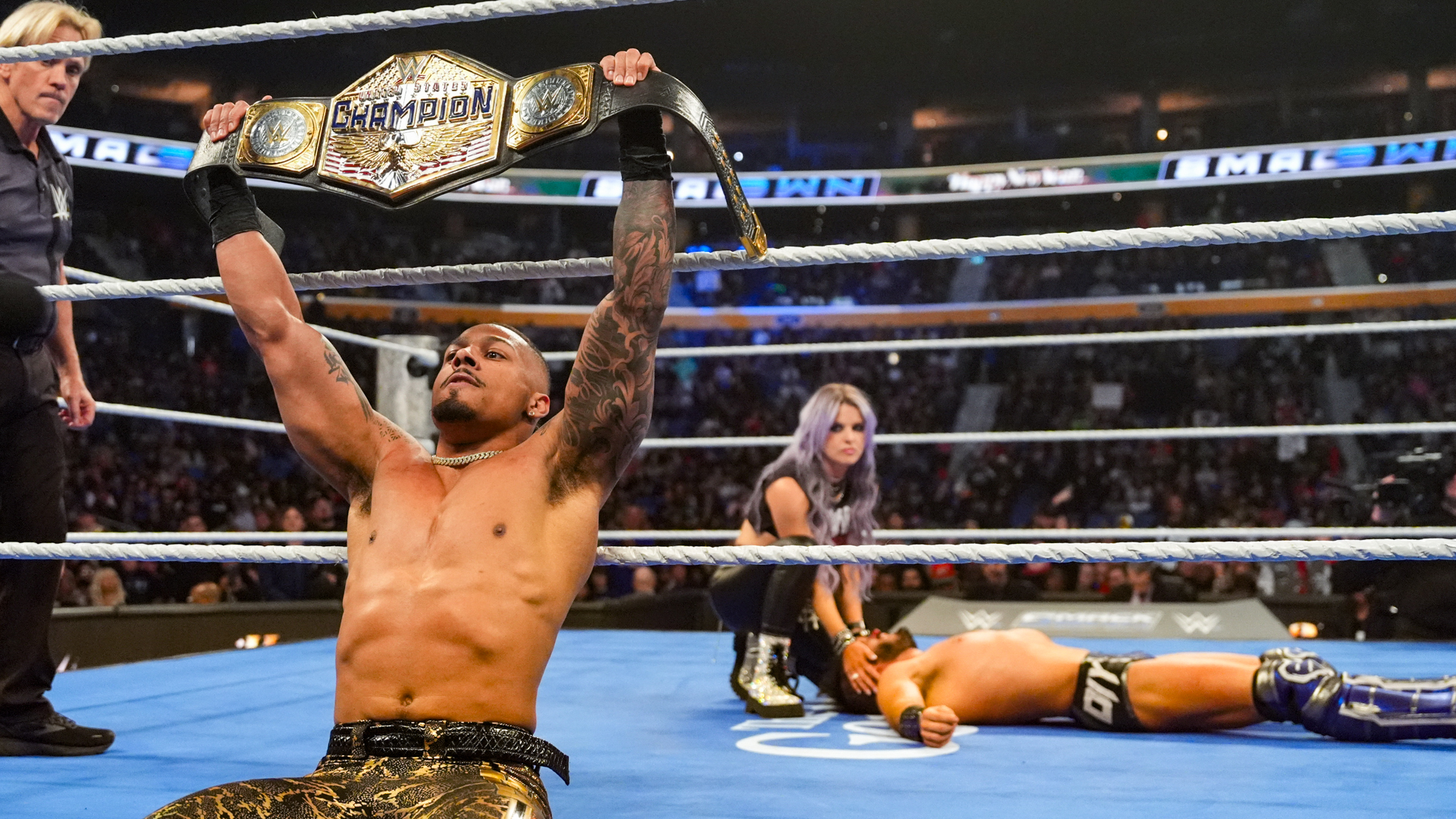 Carmelo Hayes Johnny Gargano Candice LeRae