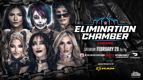 WWE Elimination Chamber 2026 Kiana James Asuka Raquel Rodriguez Alexa Bliss Rhea Ripley Tiffany Stratton