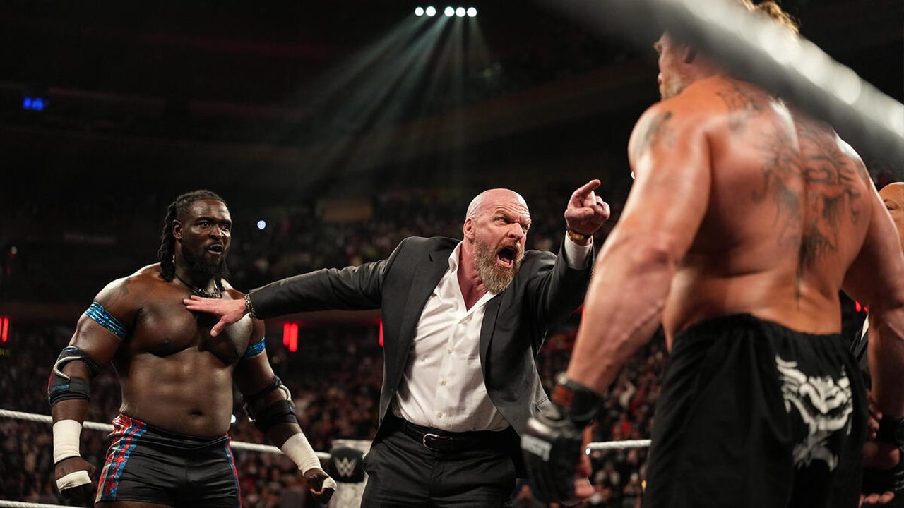 WWE Raw Triple H Oba Femi Brock Lesnar