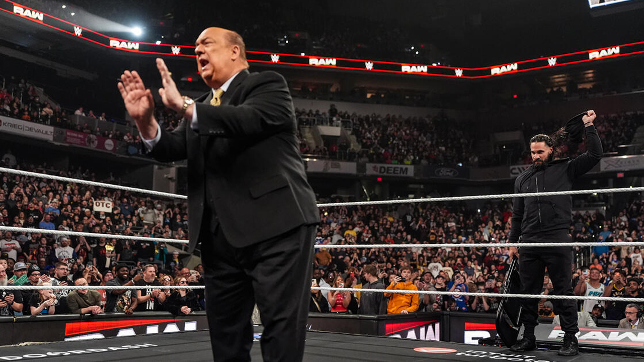 WWE Raw Paul Heyman Seth Rollins