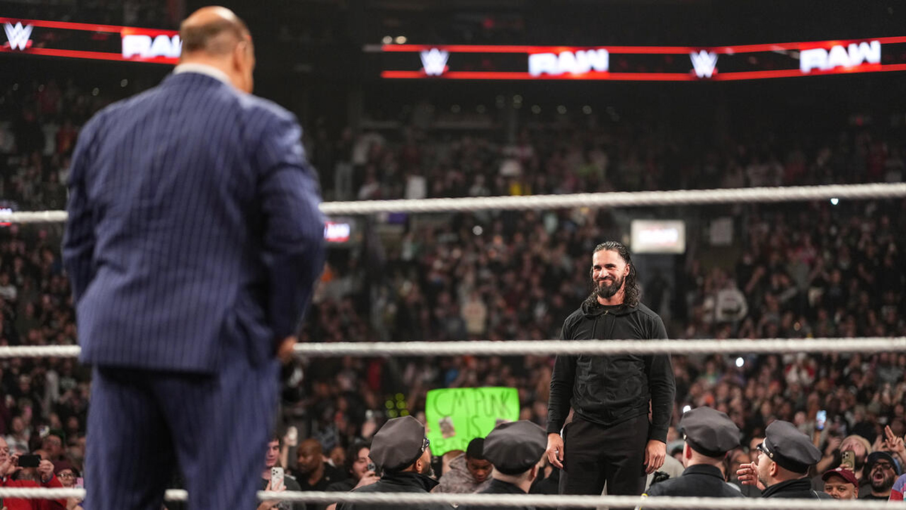 WWE Raw Paul Heyman Seth Rollins