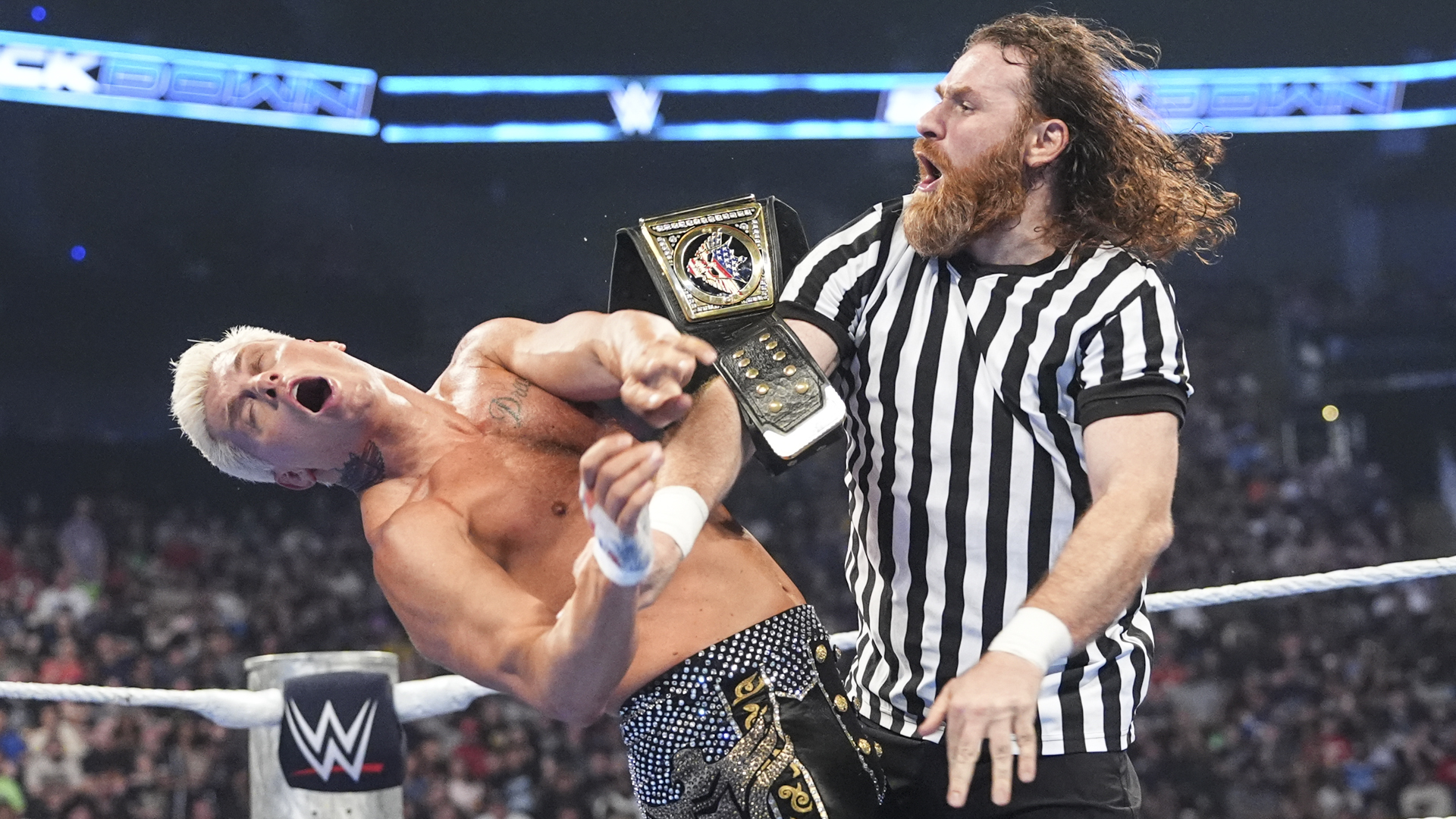 Cody Rhodes Sami Zayn WWE Belt Shot