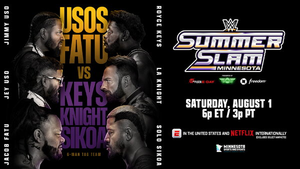 WWE SummerSlam 2026 The Usos Jacob Fatu LA Knight Solo Sikoa Royce Keys